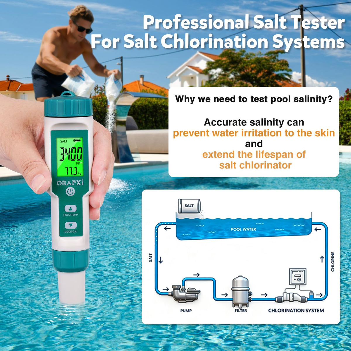 Pool Salt Tester pH and Salt Meter for Saltwater Pool pH Tester