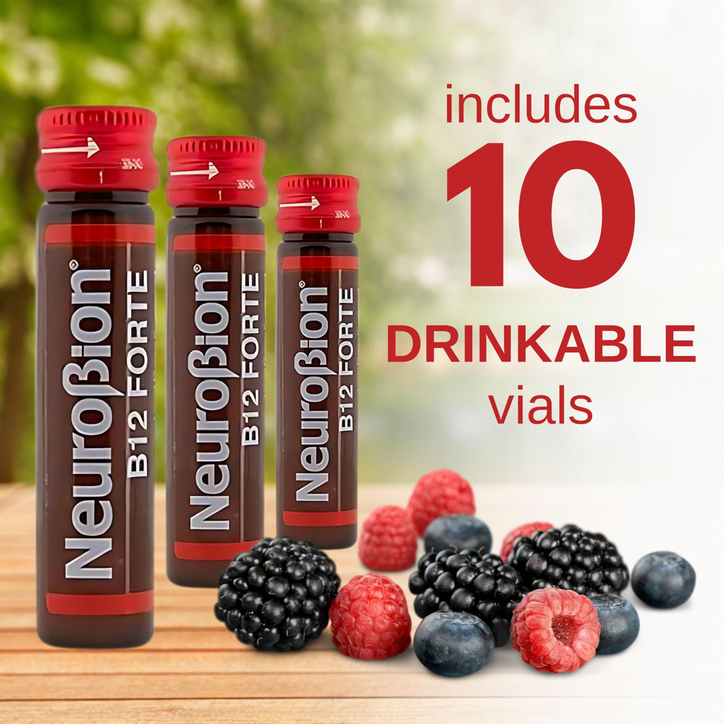 Neurobion Forte Vitamin B12 Methylcobalamin B6 B2 Niacin Liquid Shots Daily Energy & Nervous System Support Complex Easy Oral Drinkable10 Vials | High potency liquid supports daily energy and nerve function; open and drink, no pills