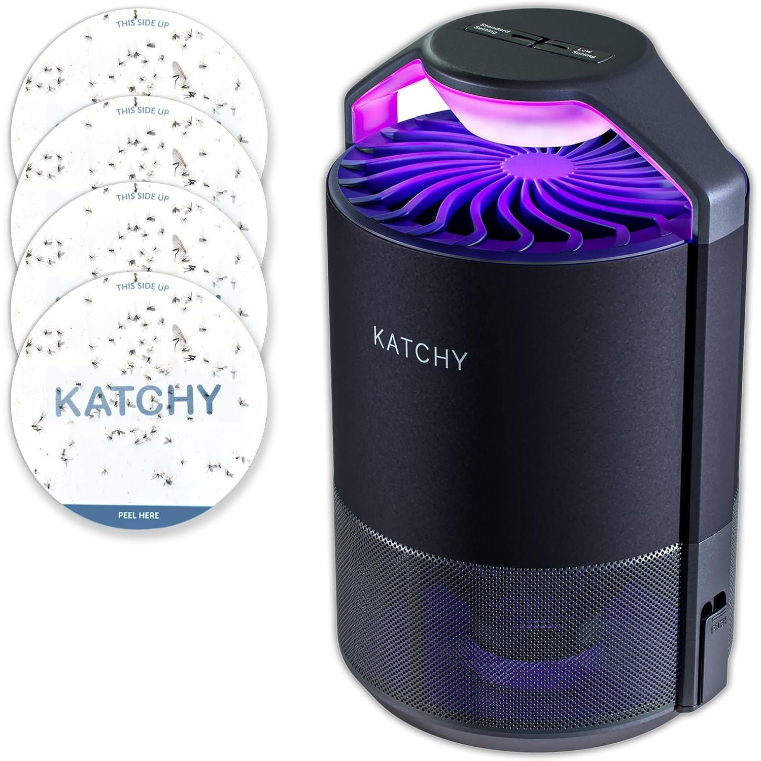 Buy now Katchy Indoor Insect Trap - Catcher & Killer for Mosquitos, Gnats, Moths, Fruit Flies - Non-Zapper Traps for Inside Your Home - Catch Insects Indoors with Suction, Bug Light & Sticky Glue (White) Original, Black at indiglob india