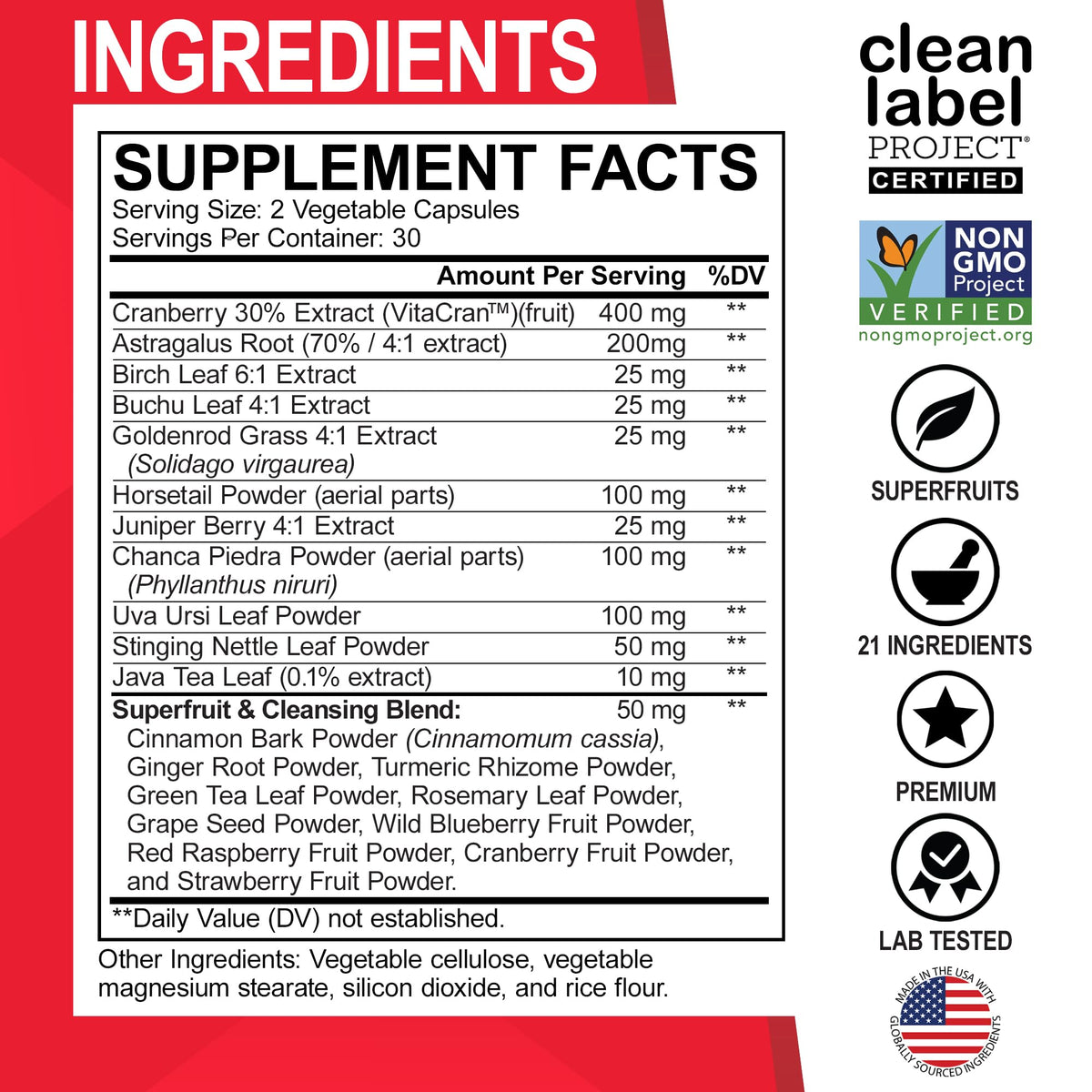 Kidney Cleanse Detox Support Supplement - Natural Cranberry, Juniper Berries, Buchu & Uva Ursi Extract to Support Kidneys, Bladder & Urinary Tract Health Supplements - Herbal Renal Blend Formula Pills