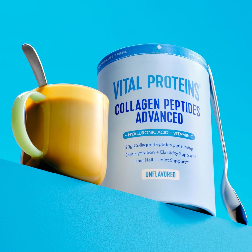 Buy now Vital Proteins Collagen Peptides Powder Advanced with Hyaluronic Acid & Vitamin C, Collagen Supplements, Unflavored, 12 Servings at indiglob india