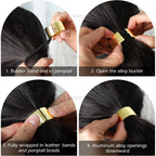 Buy now AUEAR, Brushed Metal Expandable Hair Cuff Ponytail Holder Elastic Tie for Women Girls Thick Rings Set (3 Pcs, Style 3) at indiglob india
