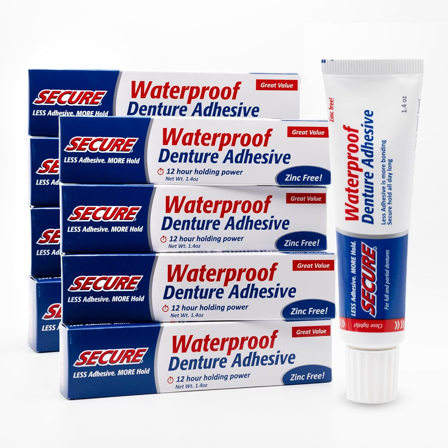 Buy now Secure Waterproof Denture Adhesive - Zinc Free - Extra Strong Hold For Upper, Lower or Partials - 1.4 oz Regular 8 at indiglob india