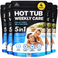 5-in-1 Hot Tub Weekly Care - Water Clarifier and Conditioner for Sparkling Soft Spa Water, Safe on Hot Tub Surfaces and Components, for Acrylic, Inflatable, Portable, Hard Shell Spas - 4 Pouches