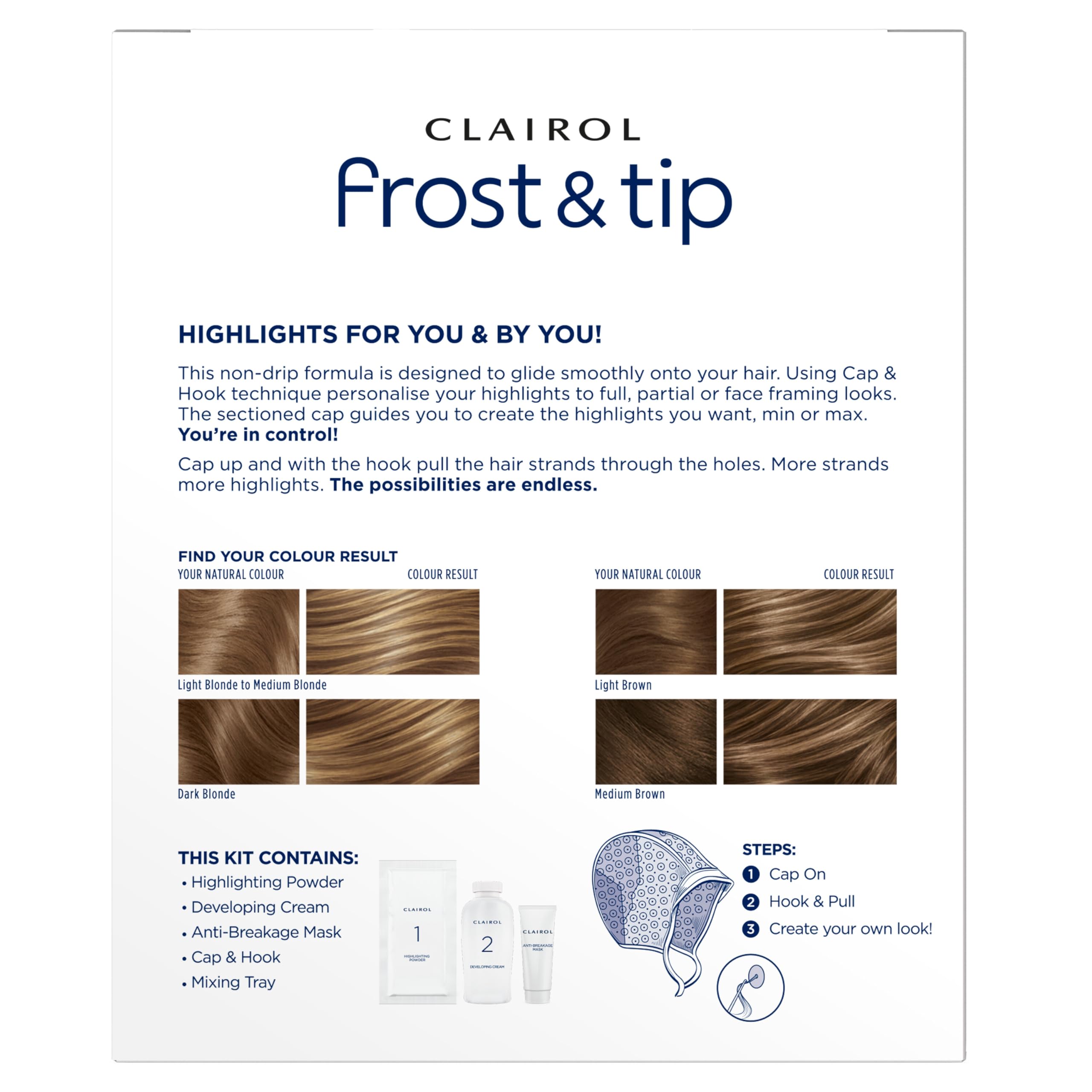 Clairol Nice'n Easy Frost & Tip Hair Dye, Light Blonde to Medium Brown, 1Pk