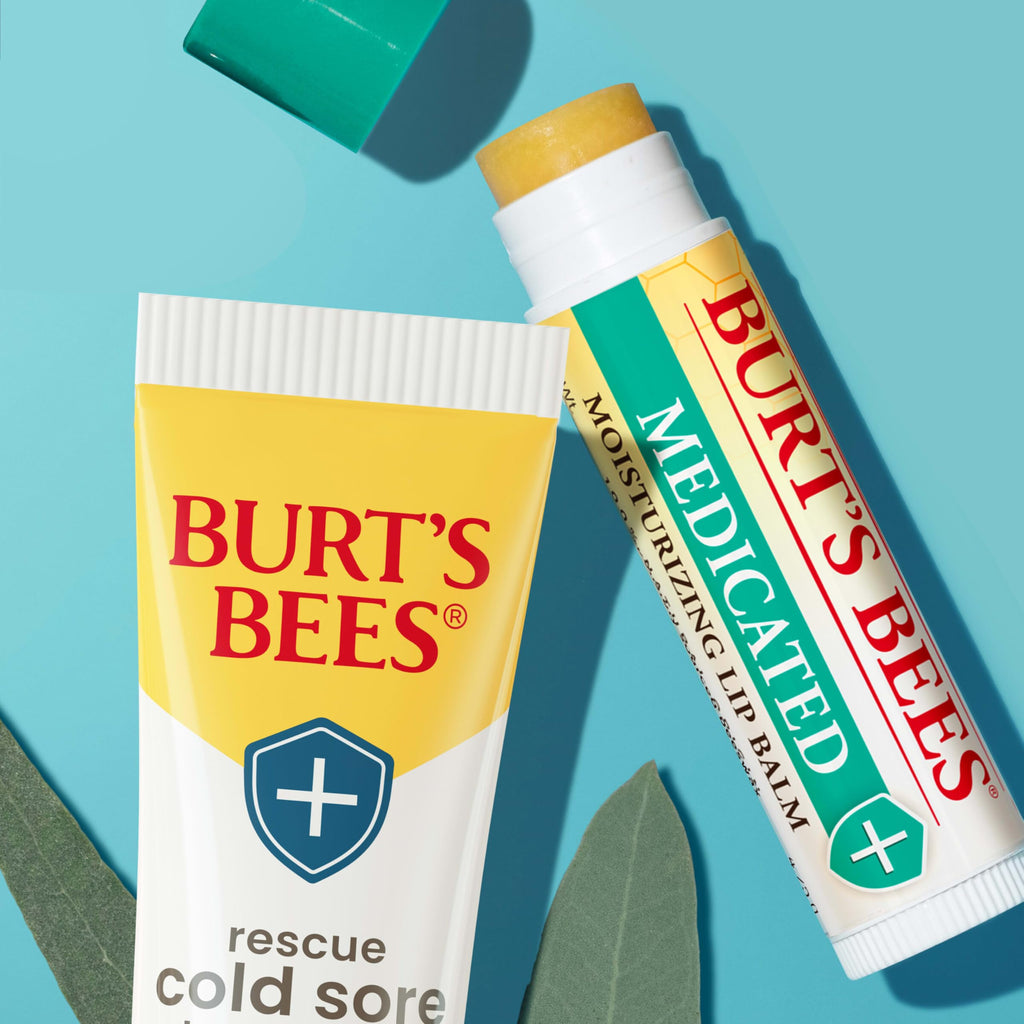 Buy now Burt's Bees Cold Sore Treatment and Medicated Lip Balm, With Menthol and Eucalyptus Oil, Natural Origin Skincare, 2 Tubes, 0.07 oz./0.15 oz. at indiglob india