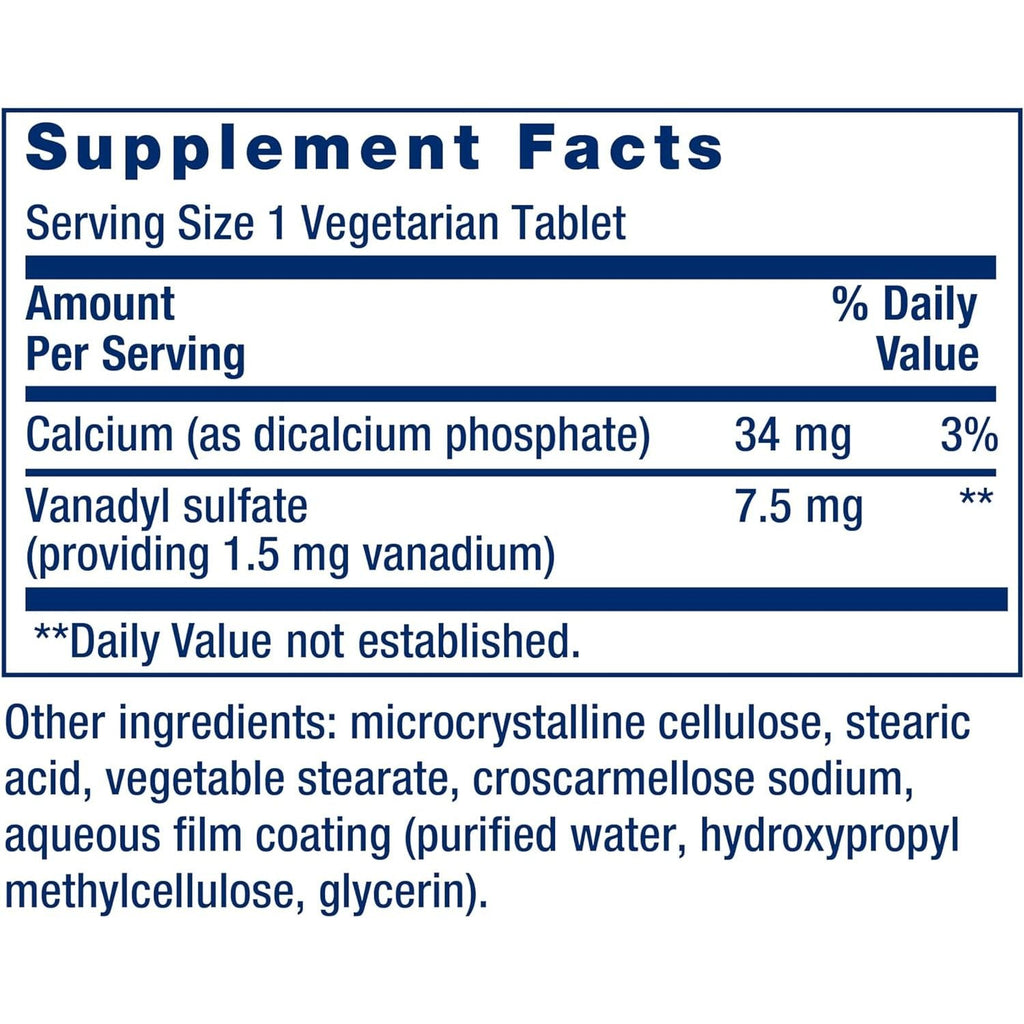Buy now Life Extension Vanadyl Sulfate, Trace Mineral, Vanadium, Healthy glycemic Balance, Healthy Metabolism, Hormone Function, Gluten-Free, Non-GMO, Vegetarian â€“ 100 Tablets at indiglob india