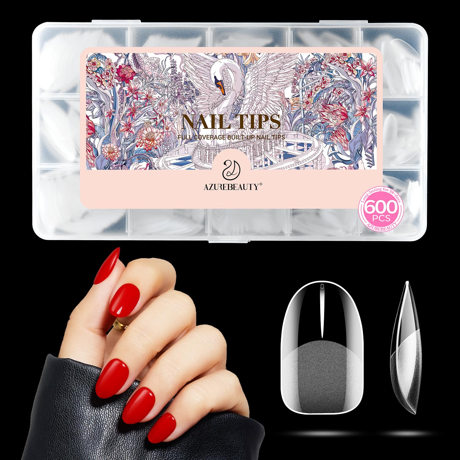 Discover 600 medium almond nail tips by AzureBeauty. Soft gel, perfect for creating stunning manicures. Verified by CuratCart.