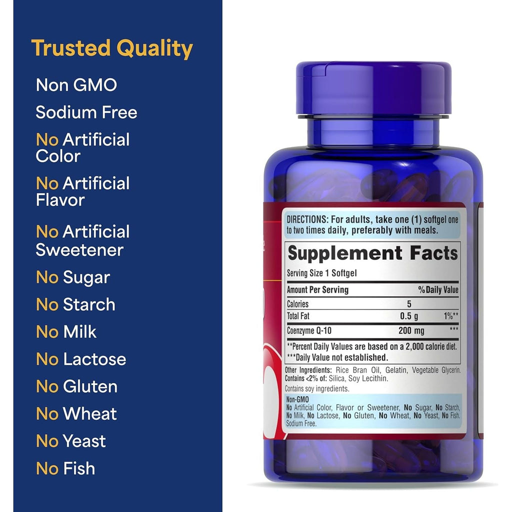 Buy now Puritan's Pride Coenzyme CoQ10 200mg, Dietary Supplement for Heart Health, Blood Pressure, Oral Gum Health, and Healthy Aging Support, 120 Servings, Rapid Release Softgels at indiglob india