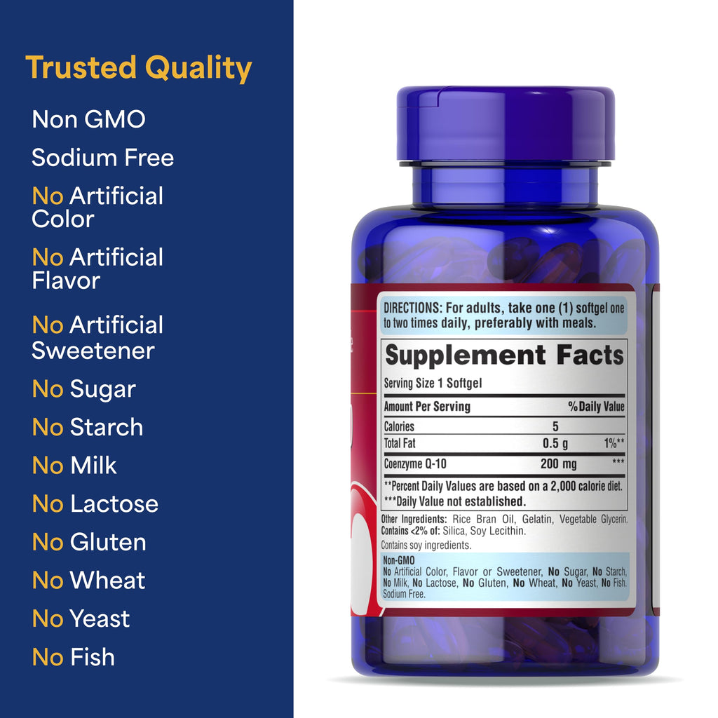 Puritan's Pride Coenzyme CoQ10 200mg, 120 Rapid Release Softgels