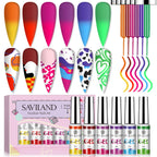 SAVILAND One-Step Gel Nail Polish Pens set featuring vibrant colors and unique designs, perfect for creative nail art.