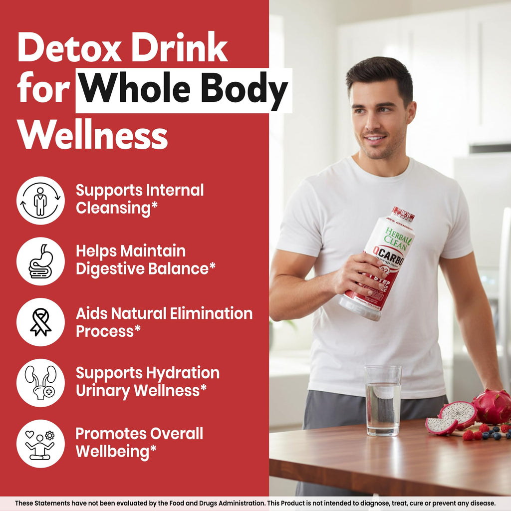 Herbal Clean Qcarbo32 Same-Day Detox Cleanse Drink (32 fl oz) - Dragon Flavor Full Body Cleanse* Detox Drink for Frequent Toxin Level*, Vitamin B2 and Vitamin B12 for Men & Women