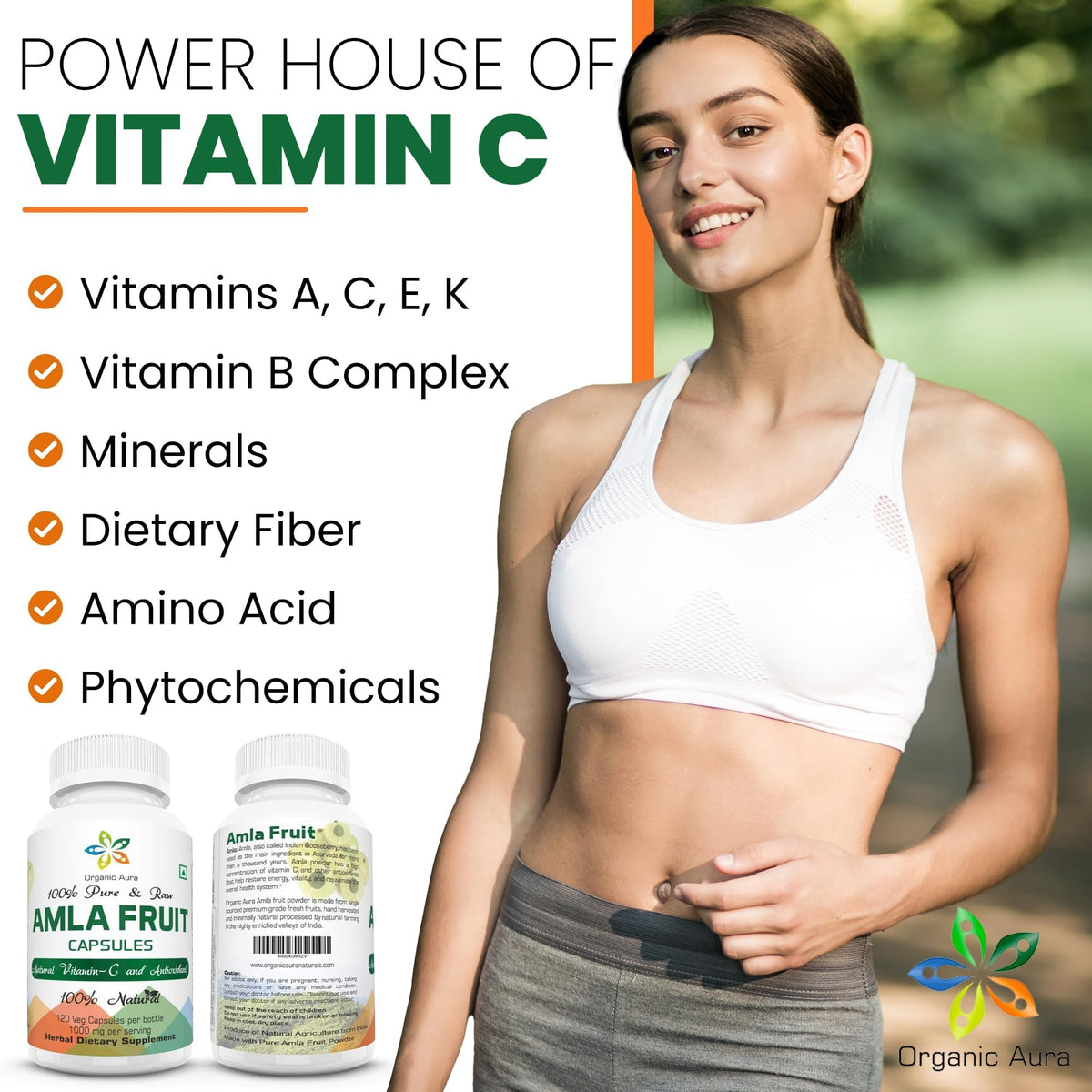 AMLA Capsules. 1000mg per Serving, 120 Veg Capsules. Raw Green Whole Superfood. All Natural, Fresh and Original. No GMO and Gluten Free.