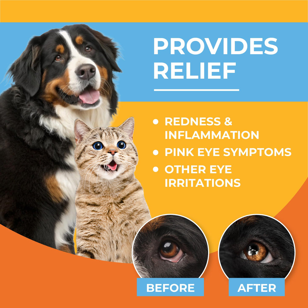 Dog Eye Drops & Wash for Dogs & Cats – Gentle Antimicrobial Eye Cleaner