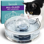 Brook Glass Cat Water Fountain 90oz – Dishwasher Safe Pet & Dog Fountain