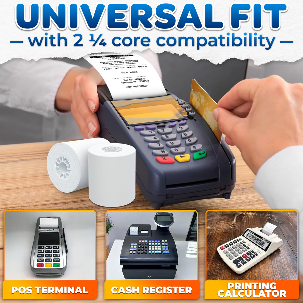 Calculator Tape Rolls, Adding Machine Tape 2 1/4 In x 85 ft, 3 Pack