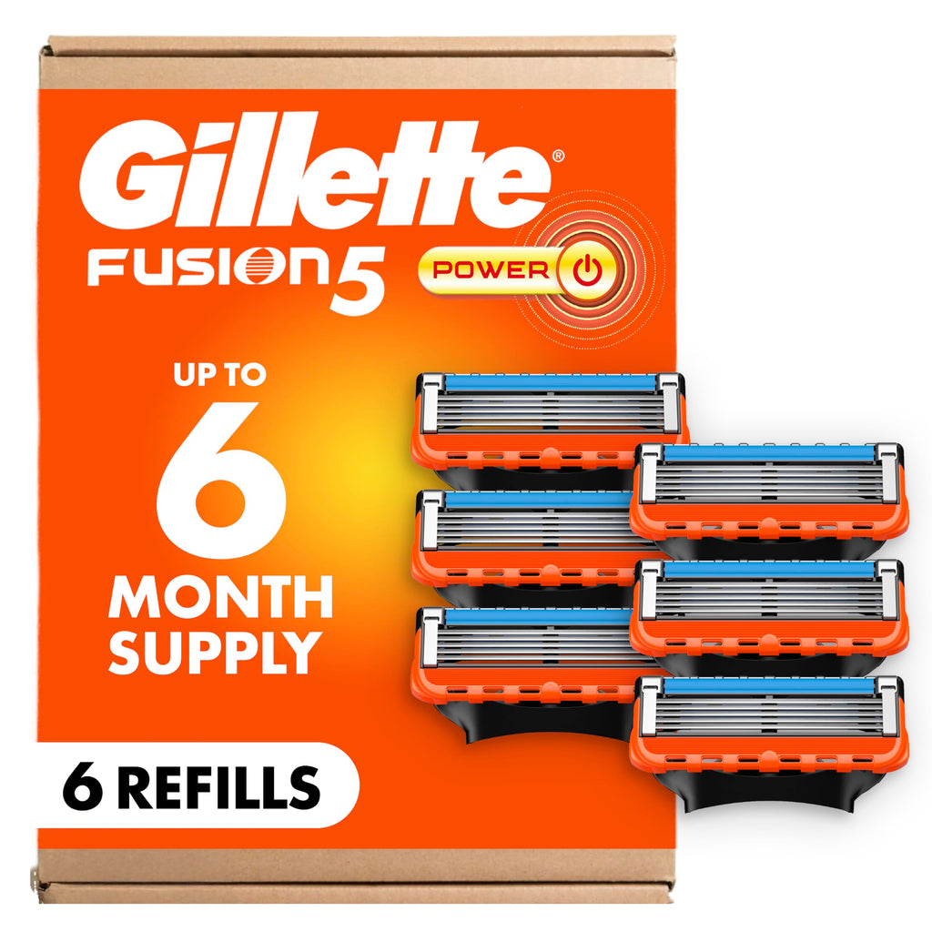 Gillette Fusion5 Power 5-Blade Razor Refills for Men, with Precision Trimmer, 6 Count