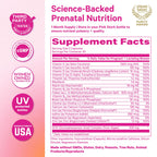 Pink Stork Total Prenatal + DHA, Vegan, No Fishy Burps, 60 Count, Berry | Methylfolate, Vegan DHA, Non-Constipating Iron, Choline, Vitamin B12 | Clean Label Purity Award, Made in USA