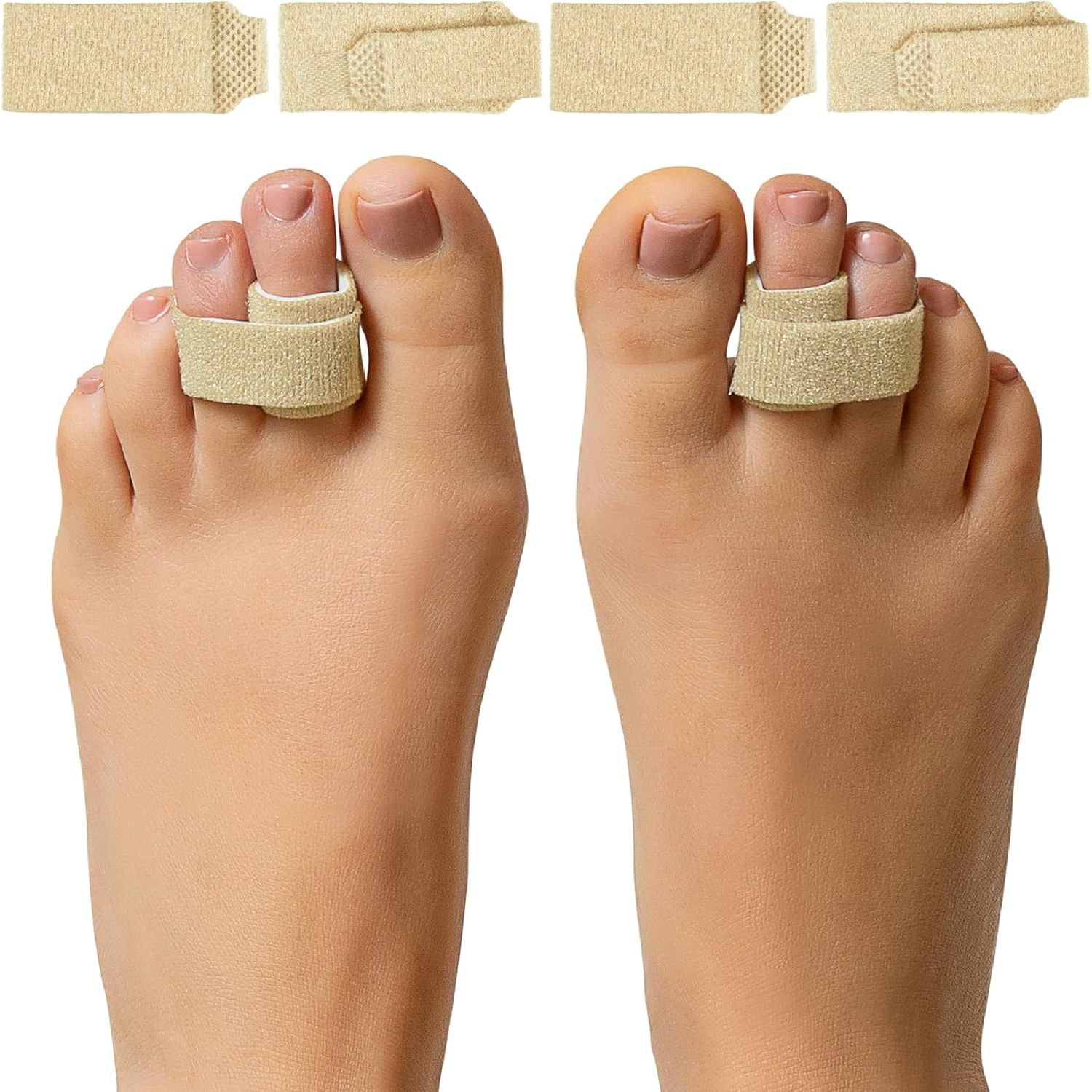 Buy now ZenToes Hammer Toe Corrector for Women & Men - Reusable Fabric Buddy Wraps for Broken Toes - Cushioned Toe Splint for Protection & Recovery & Hammertoe Straightener - 4 Count (OSFM, Beige) OSFM (4 Count) Firm Support Beige at indiglob india