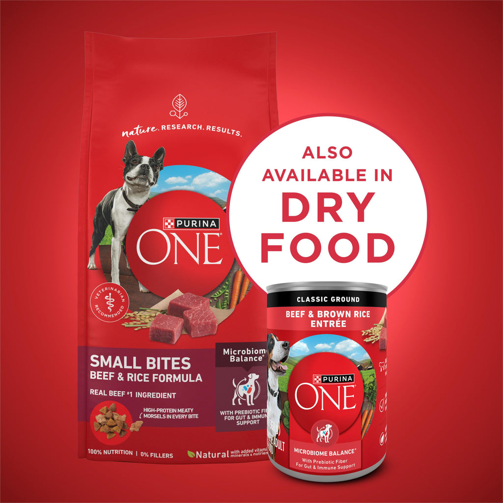 Purina ONE Classic Ground Beef & Rice Wet Dog Food, (12) 13 oz Cans