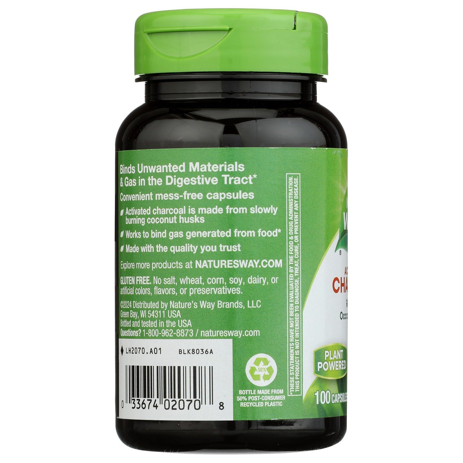 Nature's Way Activated Charcoal - Charcoal Supplement that Binds Unwanted Materials & Gas* - Alternative to Powder - Gluten-Free & Dairy-Free - 100 Count