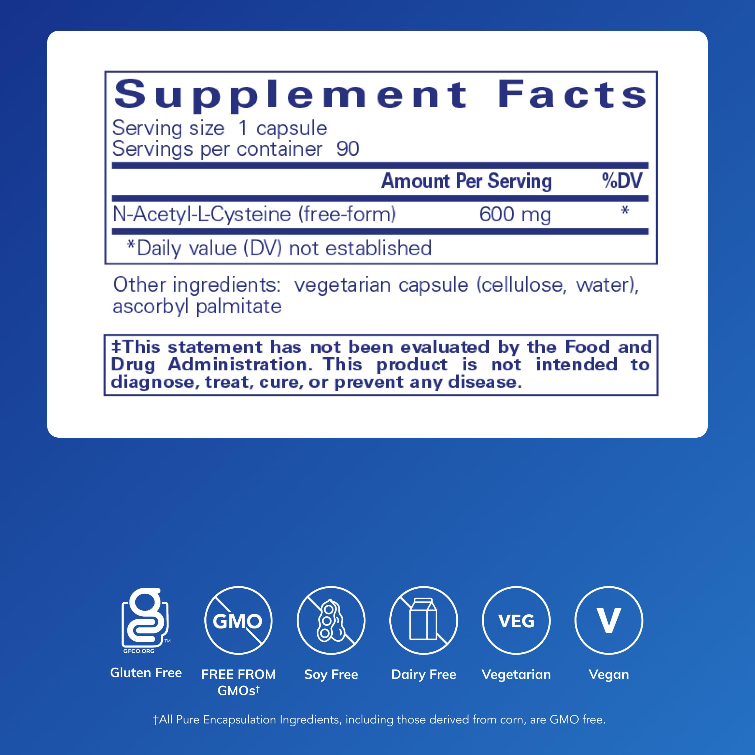 Pure Encapsulations NAC 600 mg, 90 Capsules | N-Acetyl Cysteine NAC Supplement for Lung Health and Immune Support*, Liver Support and Antioxidants*