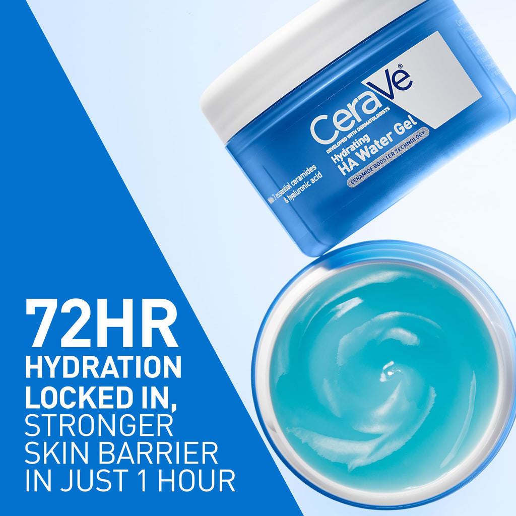 CeraVe Hydrating Hyaluronic Acid Water Gel Moisturizer for Face, 17oz | Lightweight Water Gel with Ceramides, Niacinamide and Hyaluronic Acid For Plumping Hydration, Safe For Sensitive Skin