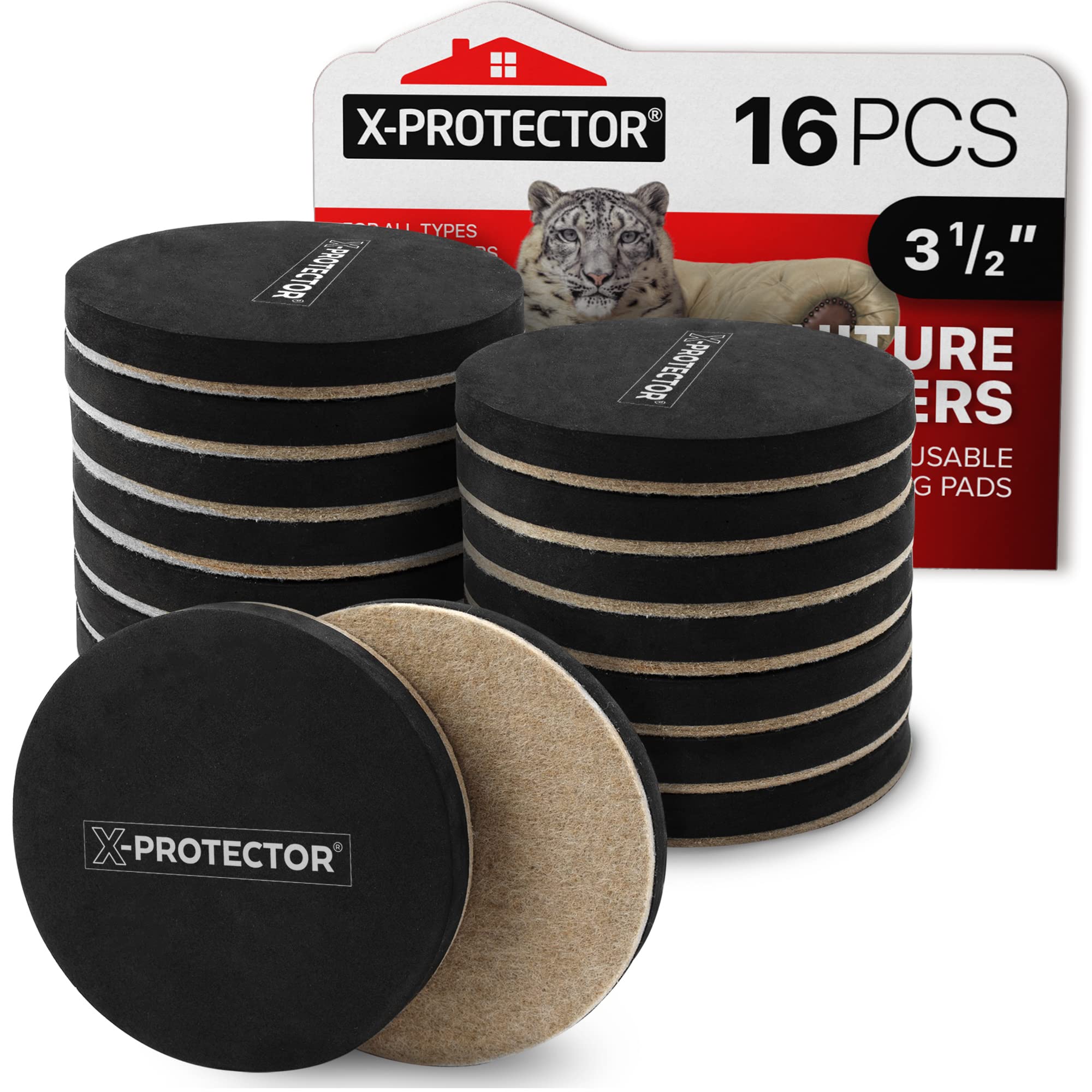 Buy now Felt Furniture Sliders Hardwood Floors X-PROTECTOR – 16 PCS 3 1/2" Furniture Sliders – Heavy Duty Felt Sliders Hard Surfaces – Move Your Furniture Easily & Safely! 16 PCS 3 1 2 inch at indiglob india