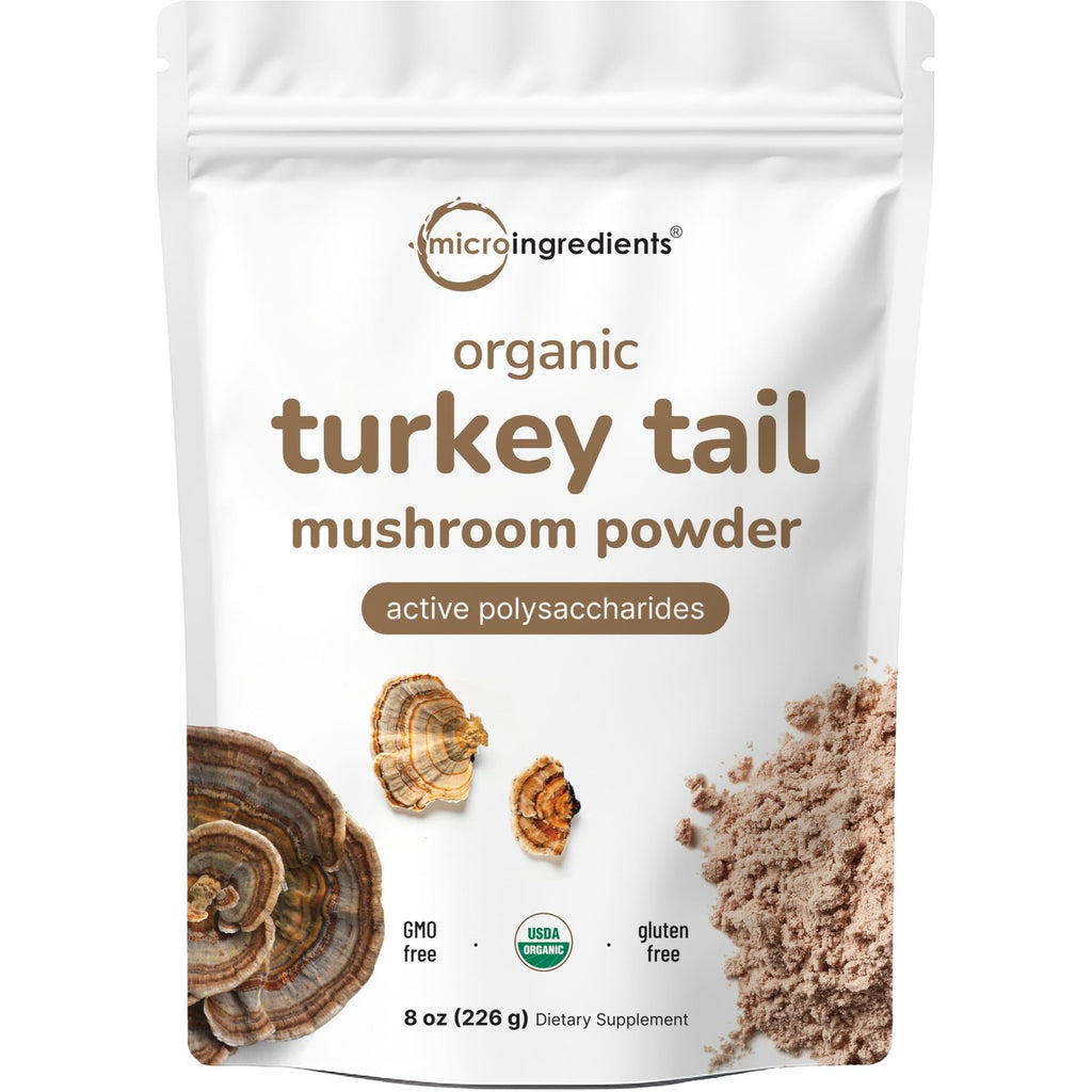 Organic Turkey Tail Mushroom Powder (50:1 Extract), 8 Ounce | Freeze Dried with Active Polysaccharides, Supports Immune Response & Cellular Level, Pet Friendly