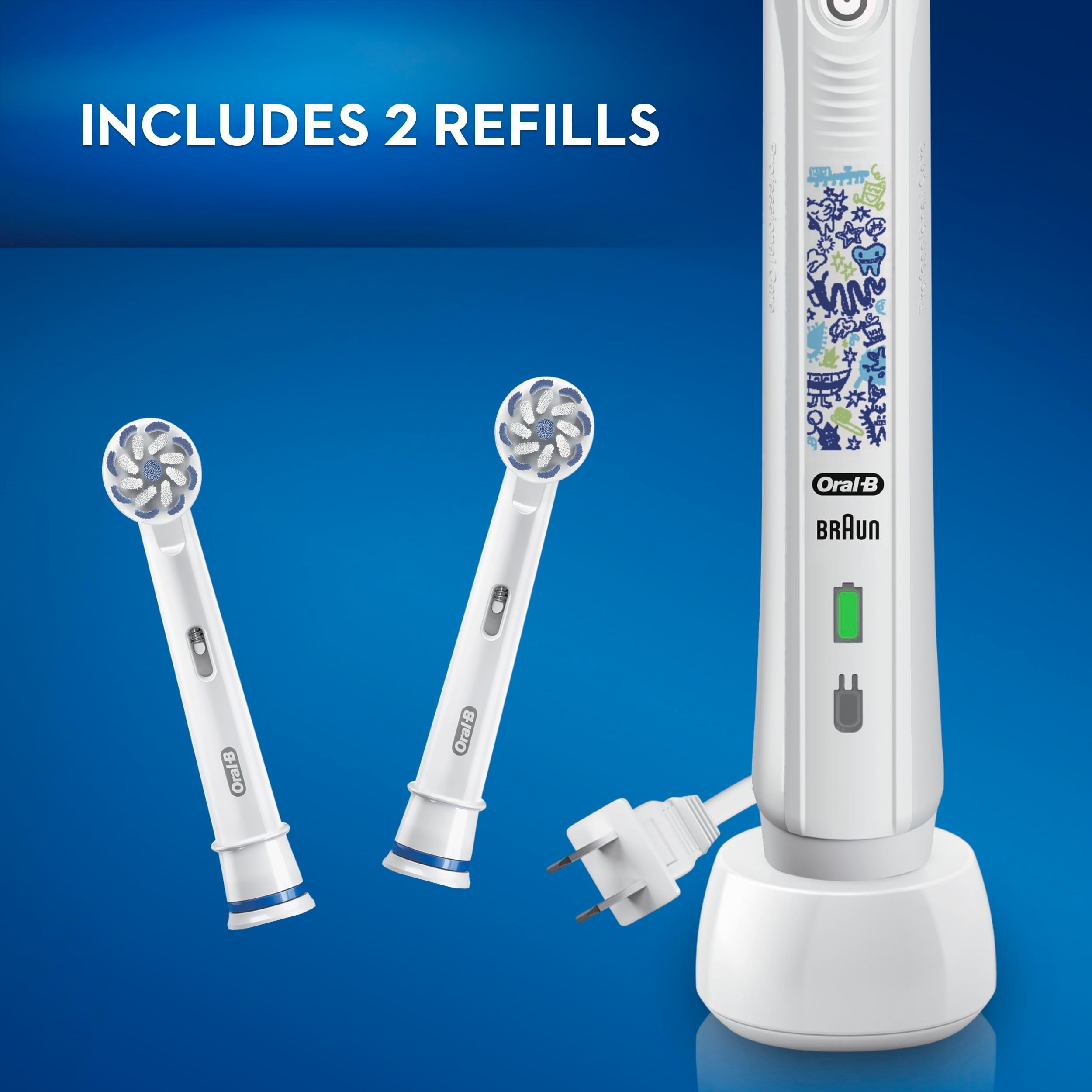 Buy now Oral-B Kids Electric Toothbrush with Coaching Pressure Sensor and Timer, Rechargeable Toothbrush with Brush Head, Sparkle & Shine at indiglob india