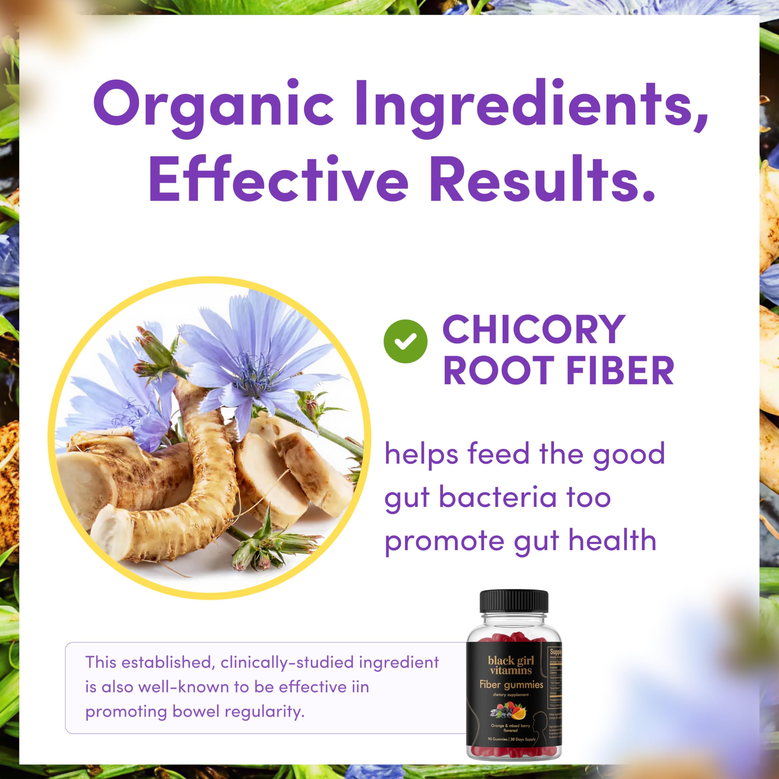 Black Girl Vitamins - Fiber Gummies - Prebiotic for Gut Health & Bloat Relief - Supports Digestion, Regularity & Microbiome Balance - Vegan, Gluten-Free, Halal (Orange & Mixed Berry, 30 Day Supply)