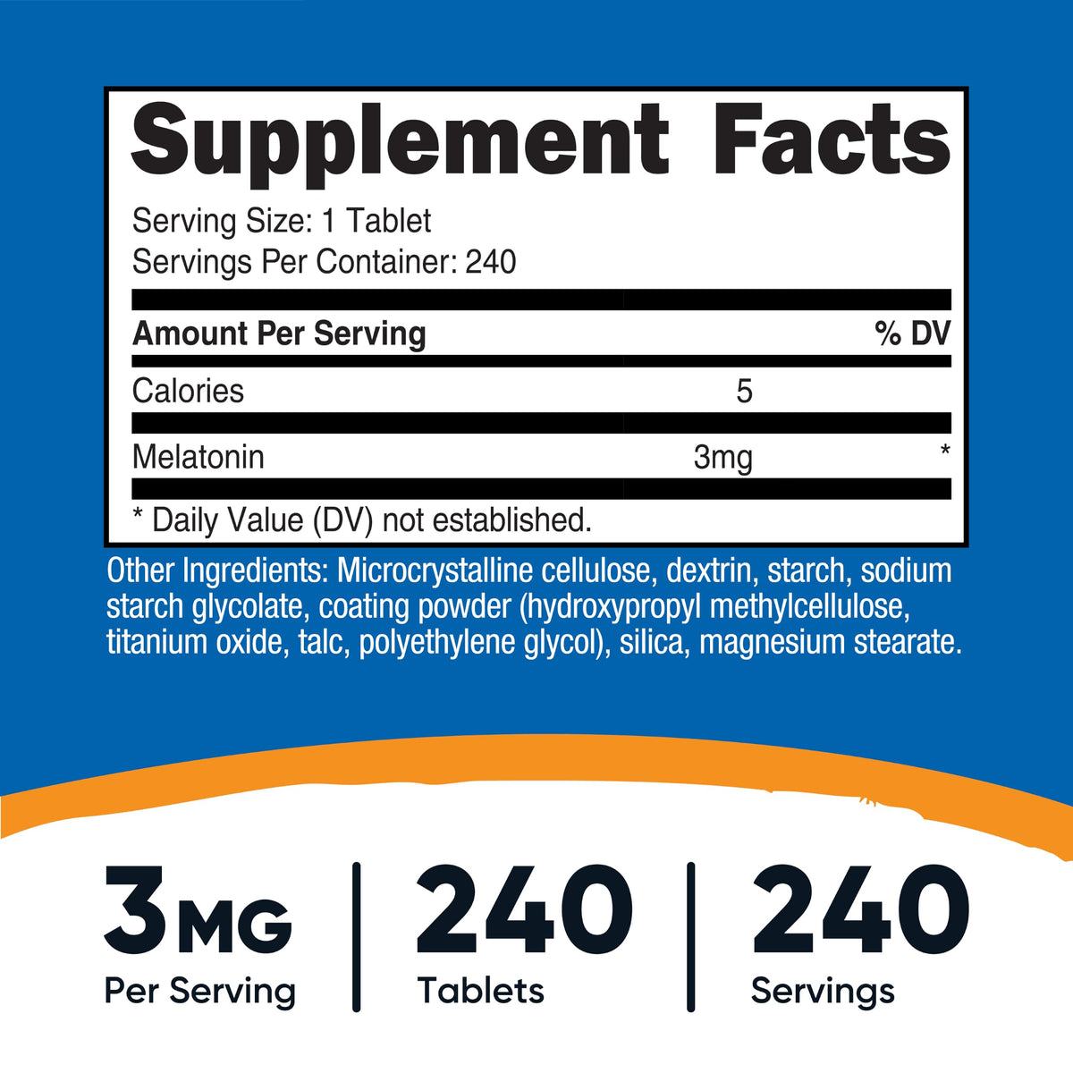 Nutricost Melatonin (3mg) 240 Tablets, GMO-Free & Gluten-Free
