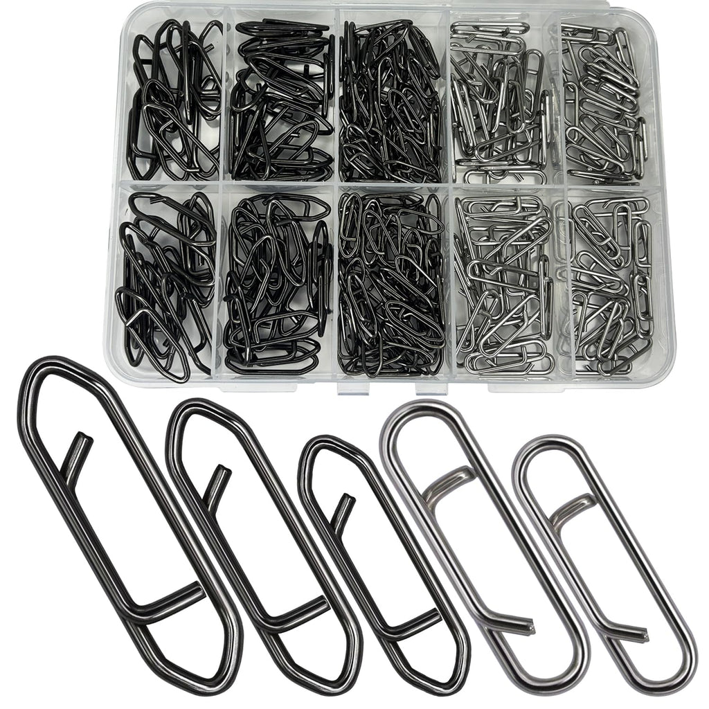 Fishing Power Clips, 200pcs Fishing Speed Clips for Fishing Lure Quick Change, High Strength Stainless Steel Clips Snap Freshwater Saltwater Crankbait Popper Lure Connector Tackle