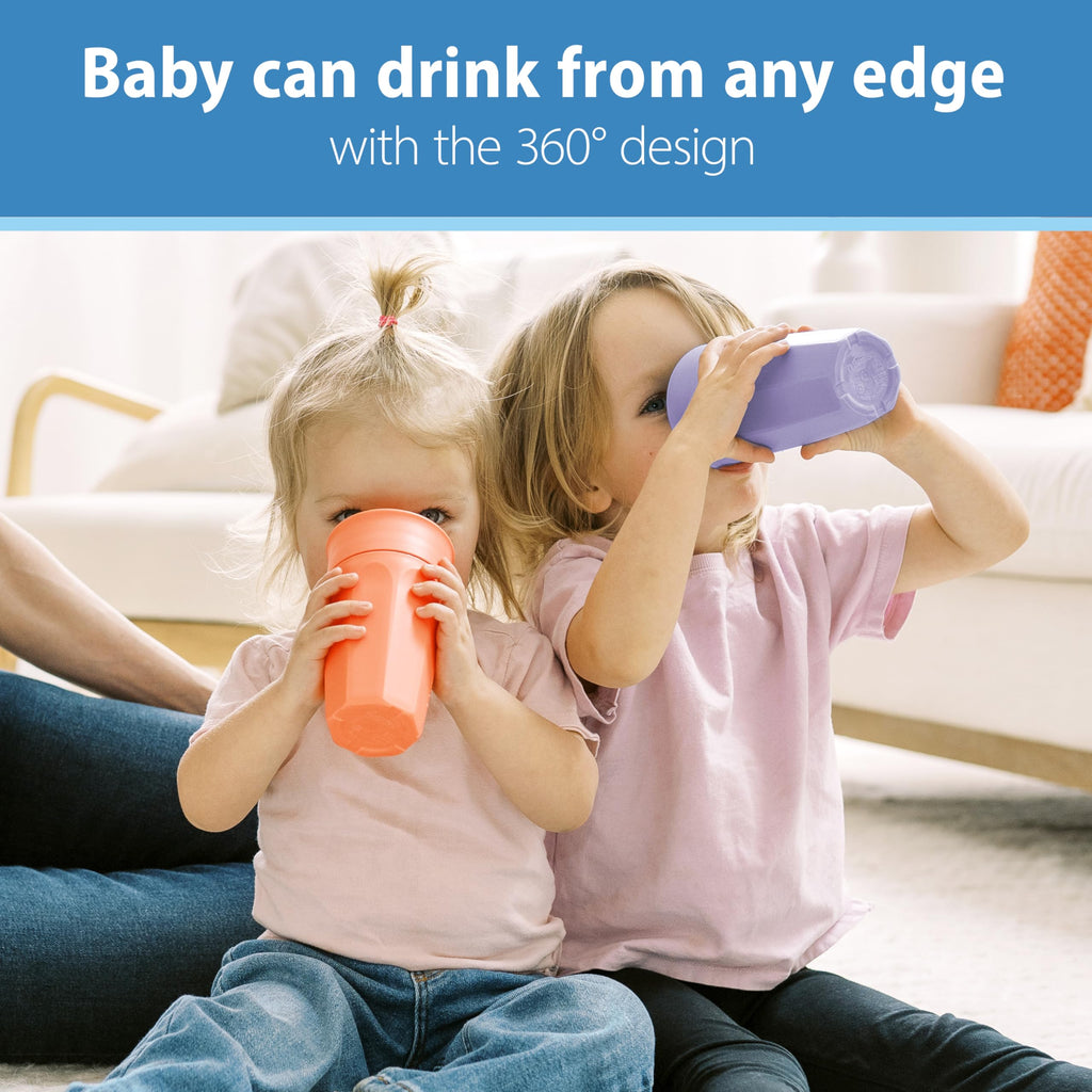 Dr. Brown's Milestones Cheers360 Spoutless Cup, Coral and Purple, 2-Pack