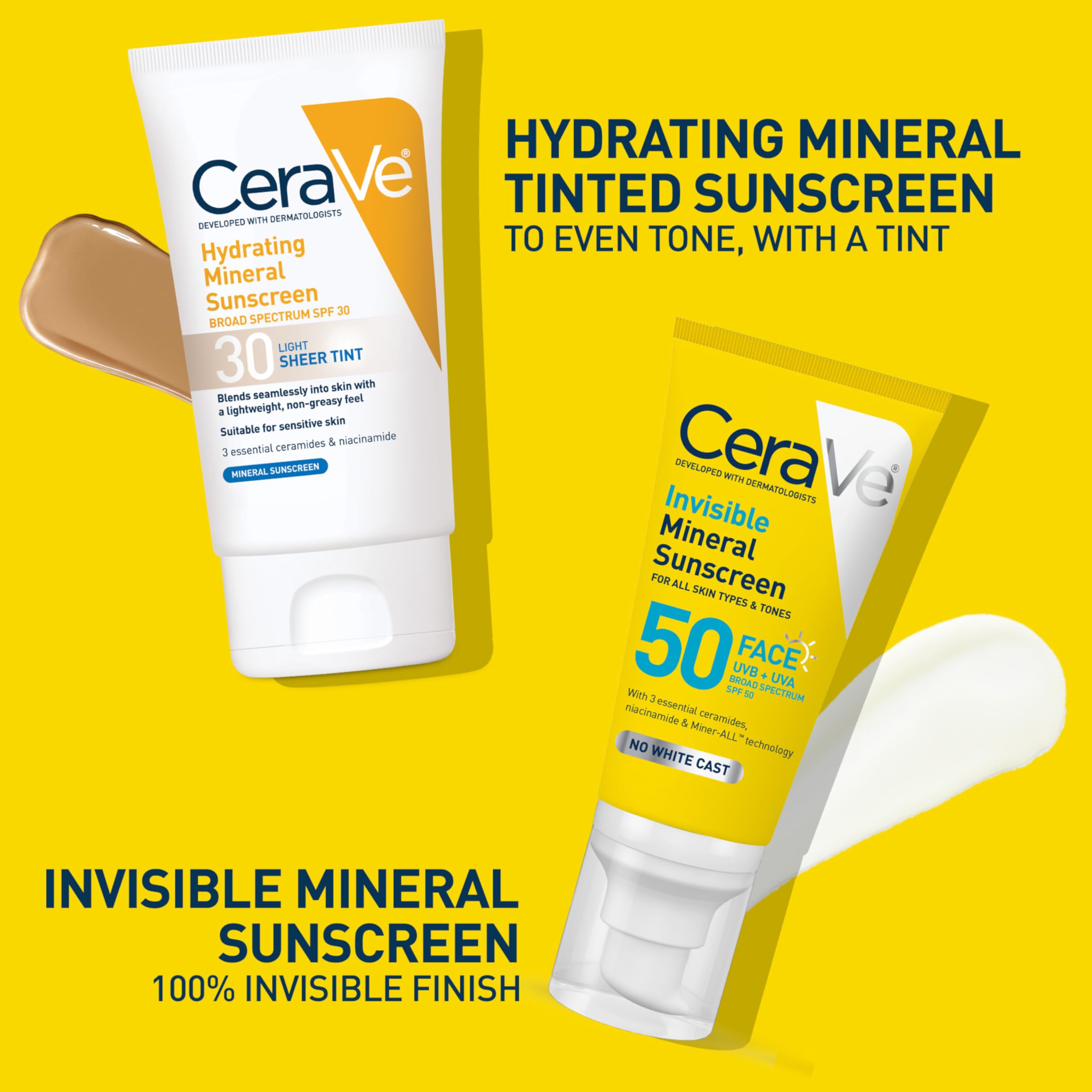CeraVe Invisible Mineral Sunscreen SPF 50, Face Sunscreen, Travel Size | Skin Care, Sunscreen For Sensitive Skin, Zinc Oxide, Titanium Dioxide, Vitamin E, Niacinamide, Ceramides, Oil Free