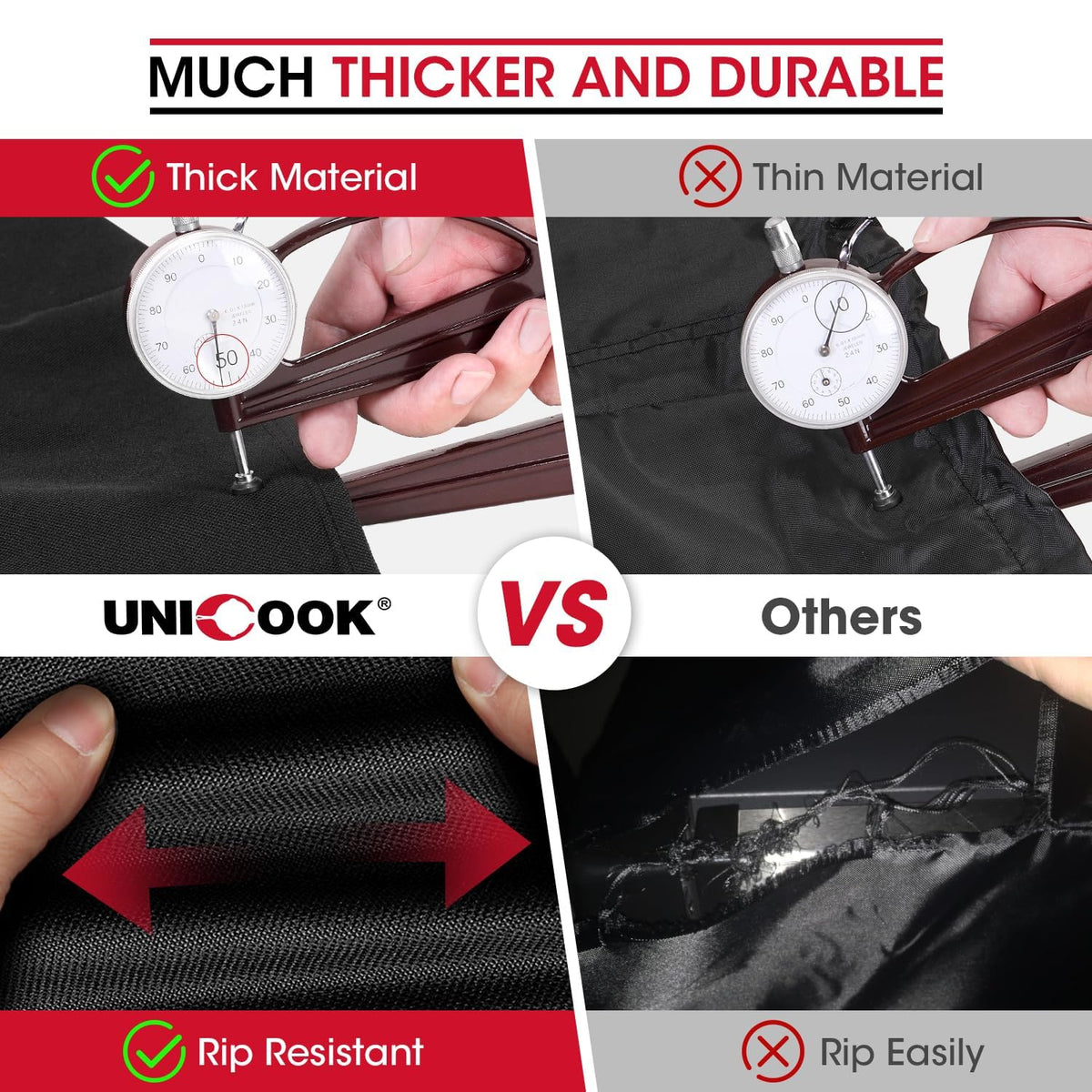 Unicook Heavy Duty Waterproof Grill Cover for Outdoor Grill 65 Inch, Black