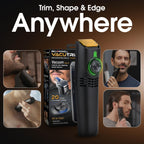 Bell+Howell Vacutrim Deluxe Cordless Mens Beard Trimmer, Rechargeable Electric Shaver with 20 Trim Setting and Built-in Vacuum for Mustache, Sideburns. Facial Hair, Black, 7.5", As Seen On TV