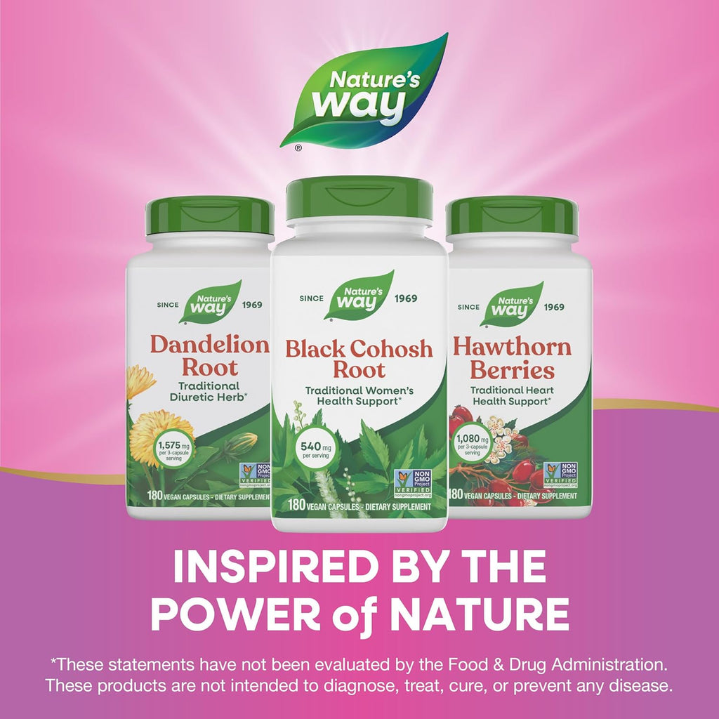Buy now Nature's Way Black Cohosh Root, Traditional Support for Women's Health*, Non-GMO Project Verified, 180 Capsules at indiglob india