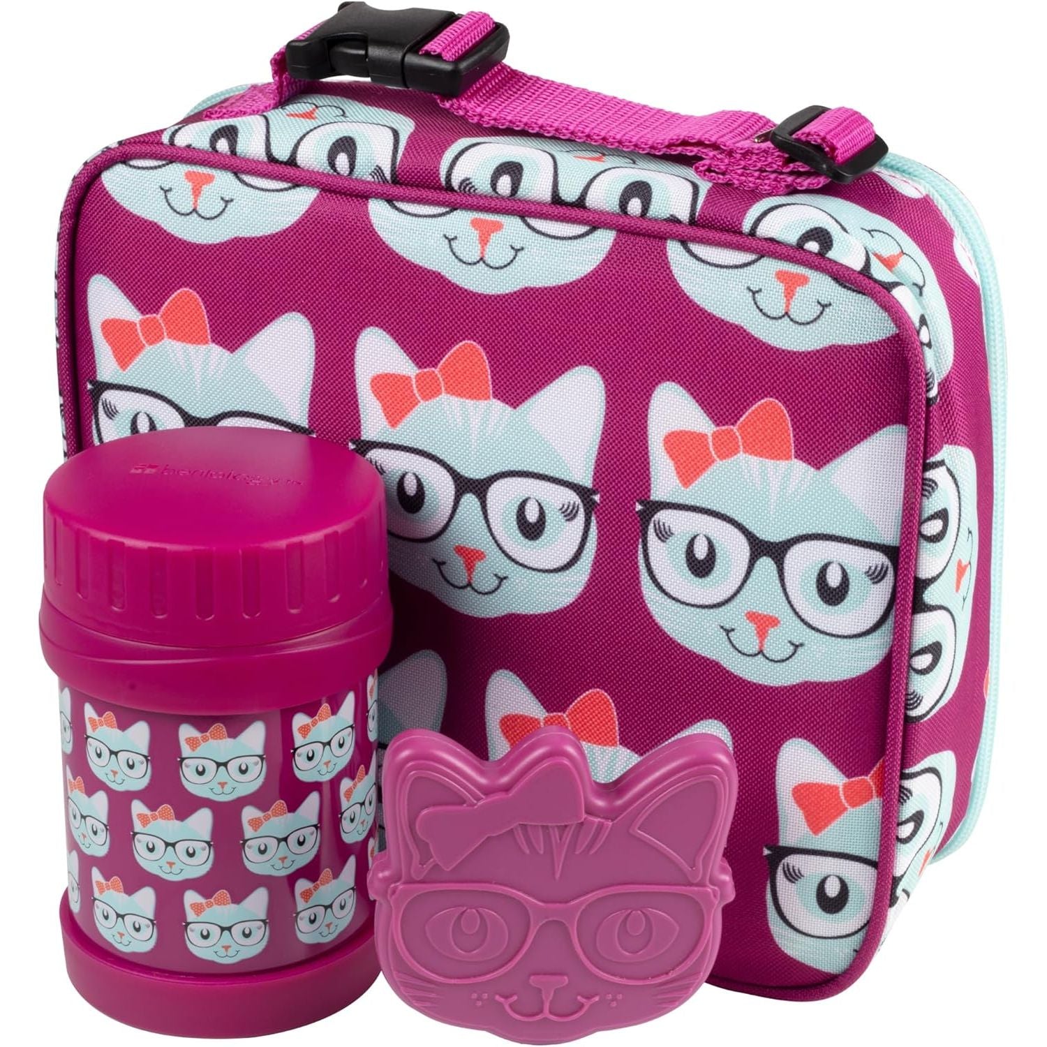 Buy now Bentology Kids Lunch Bag Set w Matching Reusable Food Jar & Hard Ice Pack- Unicorn- Insulated Tote, Stainless Steel thermos & Freezer Pack to Keeps Food Fresh for Hours- Back to School Lunch Box Kits Kitty at indiglob india