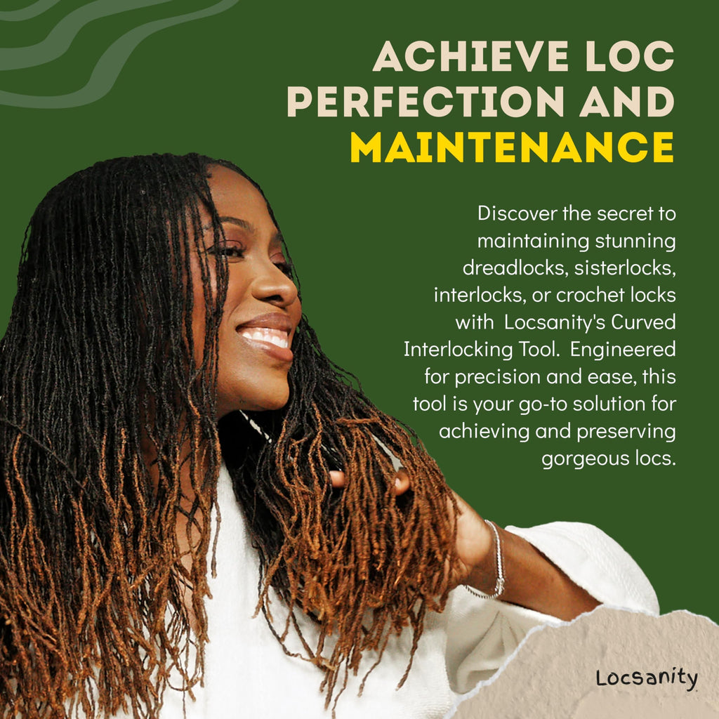 Locsanity Interlocking Tool for Microlocs - Curved Ergonomic Retightening Tool for Dreadlocks, Sisterlocks & Medium Locs Maintenance - DIY Hair Tool Kit