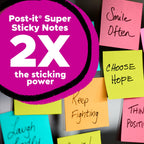 Post-it Super Sticky Notes, 1.88 x 1.88 in, Supernova Neons, 8 Pads