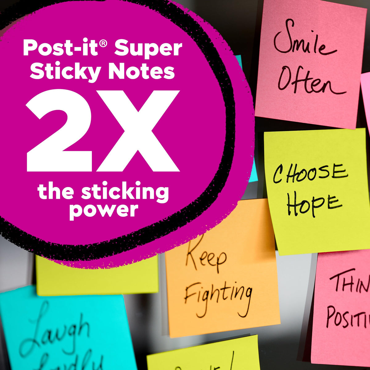 Post-it Super Sticky Notes, 1.88 x 1.88 in, Supernova Neons, 8 Pads