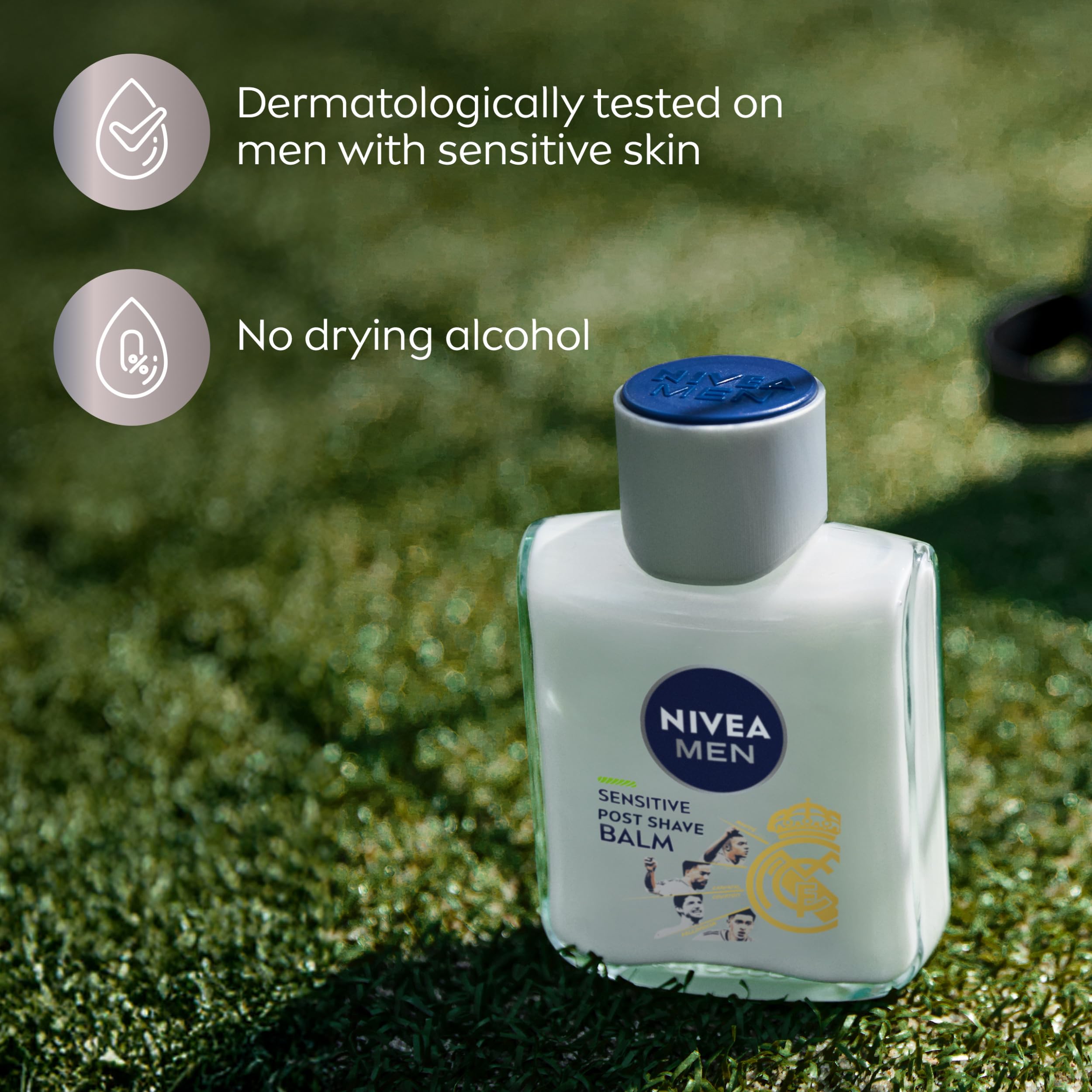 NIVEA MEN Sensitive Post Shave Balm, Alcohol Free, Multipack, 3 x 3.3 FL OZ | Alcohol Free After Shave Balm for Men with Sensitive Skin, VitaminPro Complex, Soothes Shave Irritation, Fast Absorbing