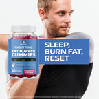 Night Time Fat Burner Gummies, Sleep Support and Weight Loss Supplement | Slimming Hunger Suppressant & Metabolism Booster, Shred Belly Fat While You Sleep, 60 Nighttime Diet Gummies for Women & Men