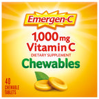 Emergen-C Vitamin C 1000mg Immune Support Chewables, Orange, 40 Tablets | Chewable Tablets, B Vitamins, Zinc and Manganese, No Water Needed, More Vitamin C than 10 Oranges
