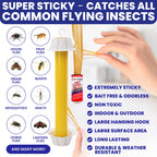 Fly Stick Sticky Fly Traps for Indoors Outdoor 4pk with 12 Ribbons. Non-Toxic Super Sticky Hanging Flies Catcher Paper Tape Strips for Home. Catches all bugs and gnats. Indoor House Flying Insect Trap