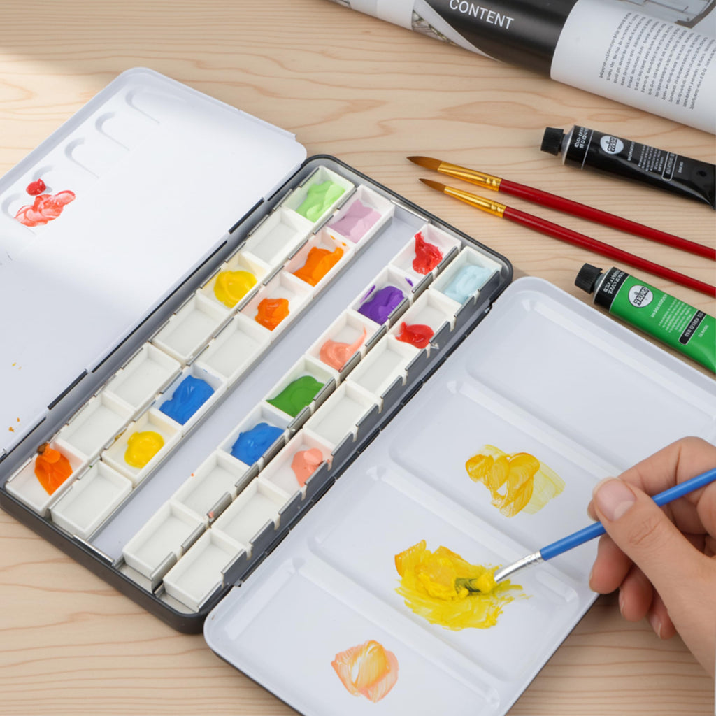 Mr. Pen- Empty Watercolor Paint Palette Tin, Metal Case with 28 Half Pans