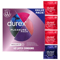 Durex Pleasure Pack Assorted Thin Condoms, Exciting Mix of Sensation and Stimulation, Lubricated Natural Rubber Latex Condoms for Men, 42 Count