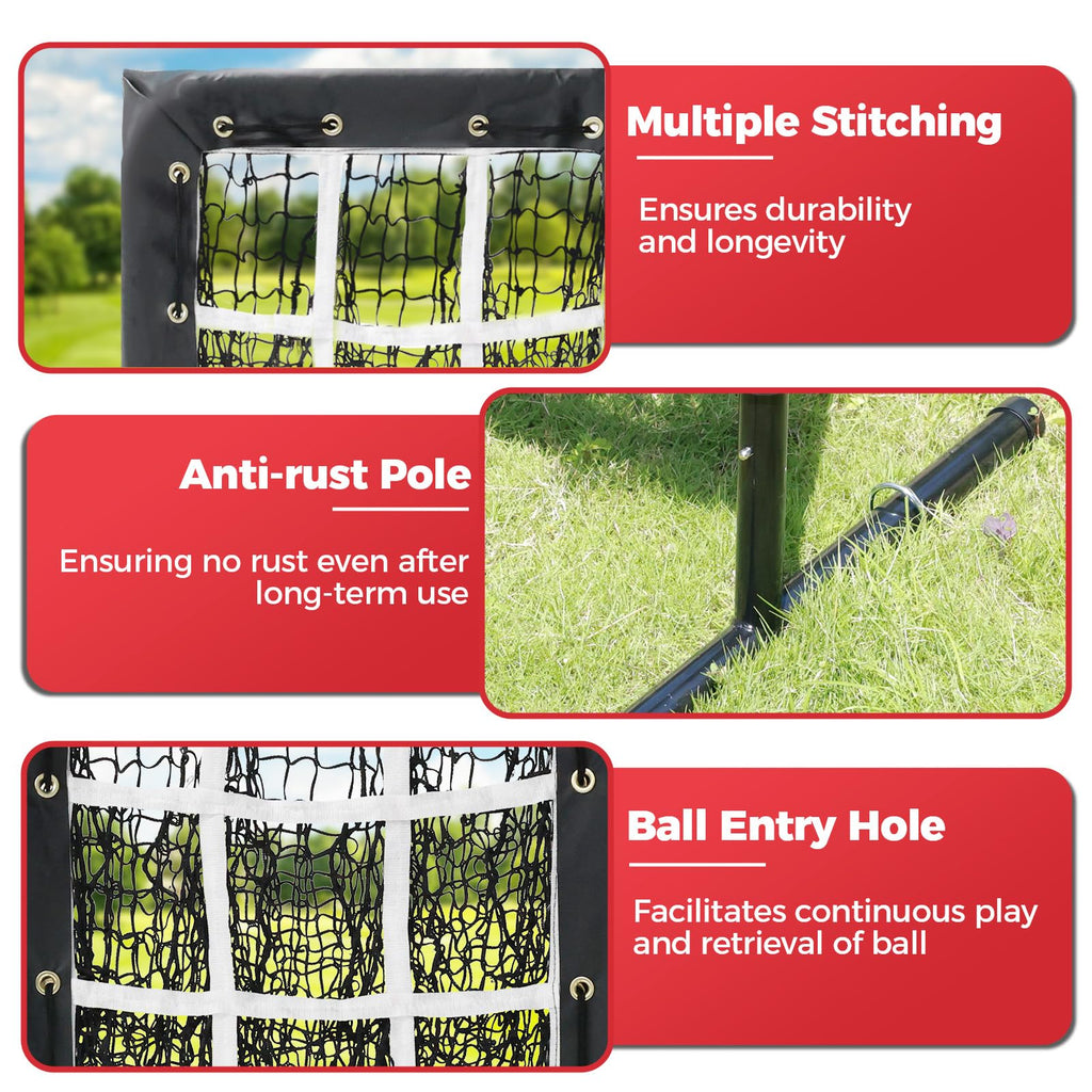 Bearwill Pitching Net, 9 Hole Baseball Pitching Net with Strike Zone
