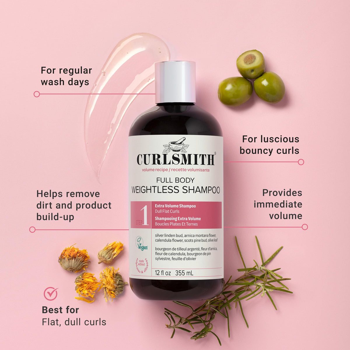 CURLSMITH Full Body Weightless Volumizing Shampoo for Curly Hair (12 oz)